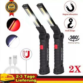 Super Bright 2pc 120000lm USB Rechargeable COB LED Work Light Inspection Hand Torch Flashlight 360 Rotate Base Magnetic Lamp For Car Repair Camping